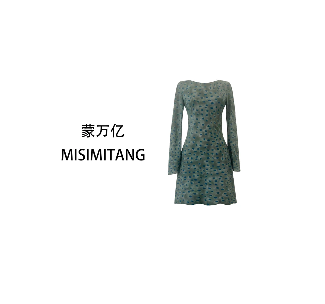 【雀羽扶摇短款】新款秋上新长袖修身斜裁连衣裙高智淡人复古轻奢