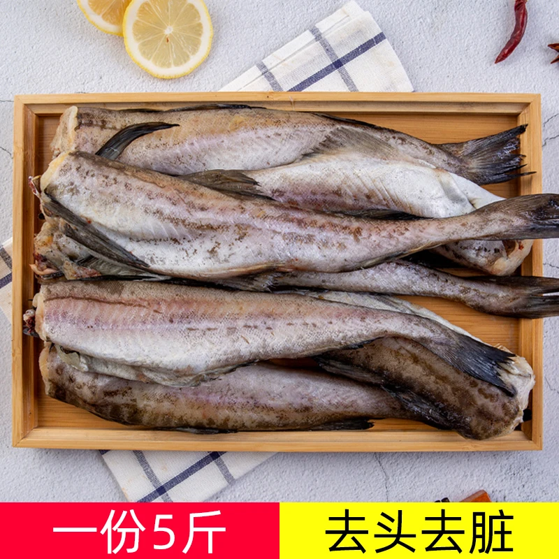 连云港狭鳕鱼新鲜冷冻无头鱼整条明太鱼商用批发雪鱼宝宝辅食5斤