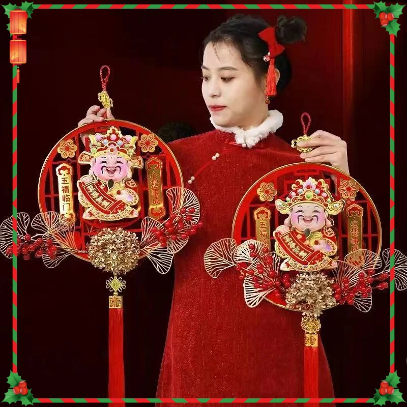 财神爷新款2024春节家庭装饰高档财神挂件摆件财神爷自动点头装饰