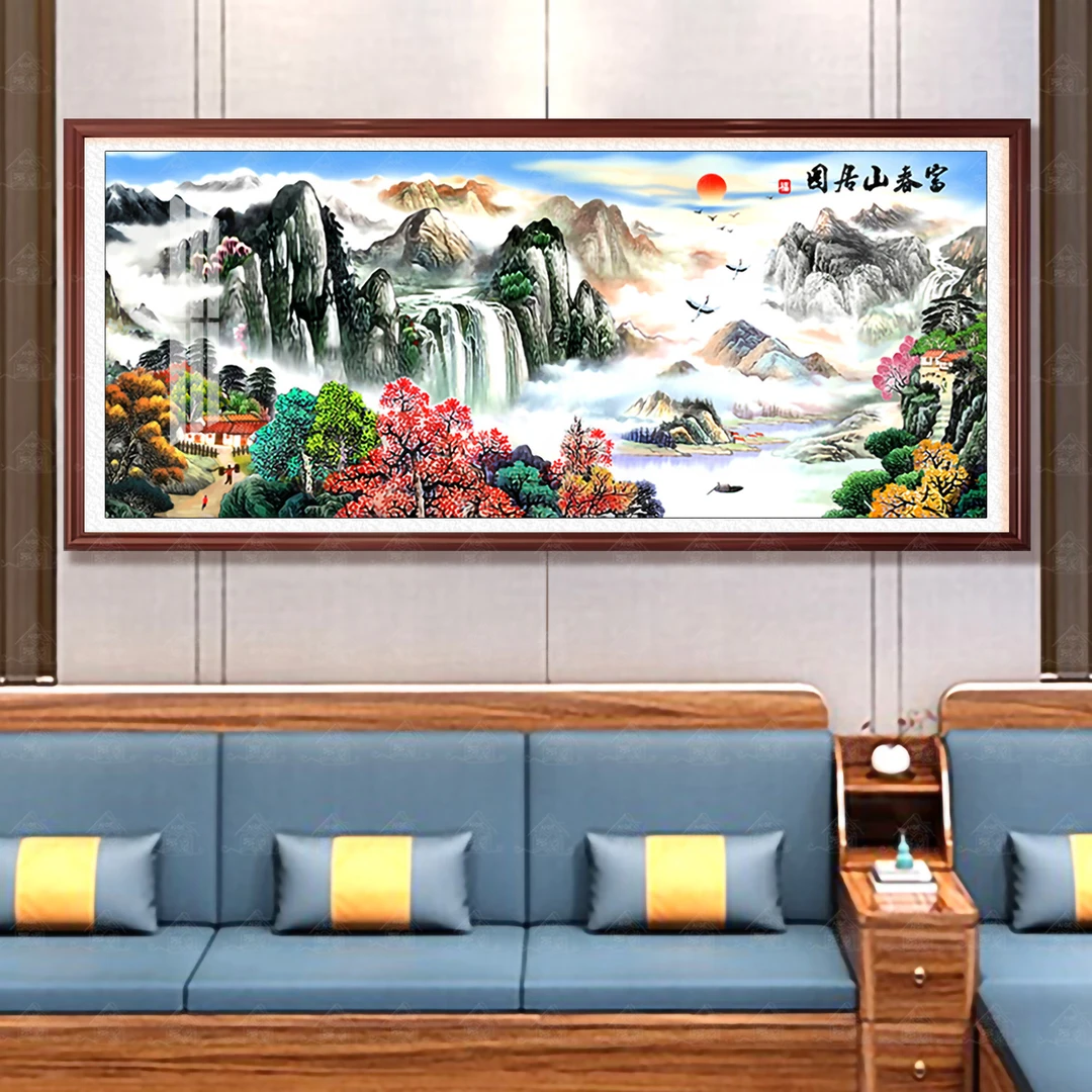 【进口棉布】爱阁十字绣经典版富春山居图升级版中式手工绣宝藏文创