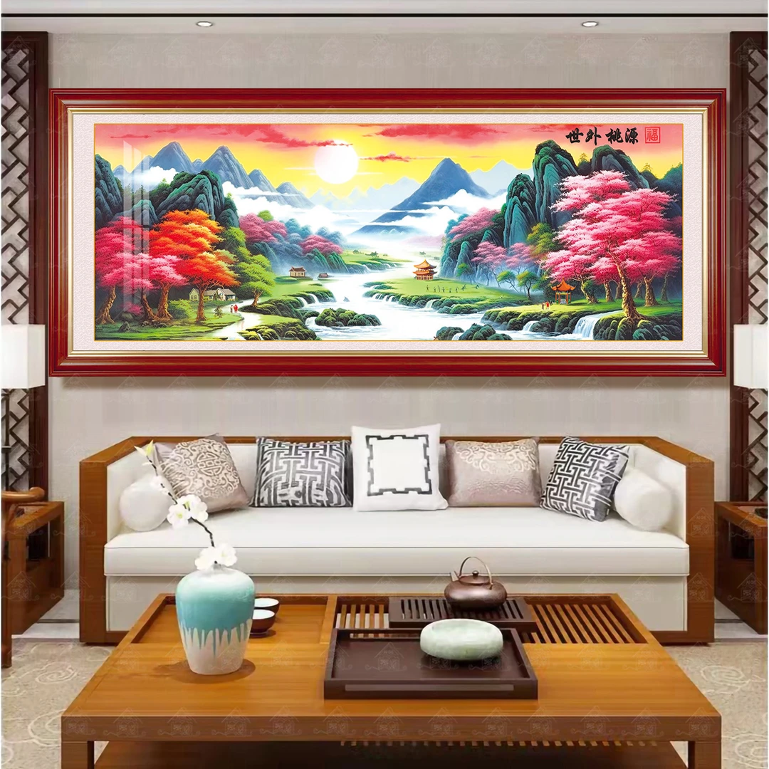 【进口棉布】爱阁十字绣世外桃源二新款风景画大幅客厅现代画手工线