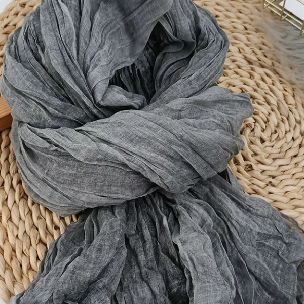 文艺苎麻秋冬围巾春秋百搭超大冬季保暖长款纯色护颈披肩气质围巾