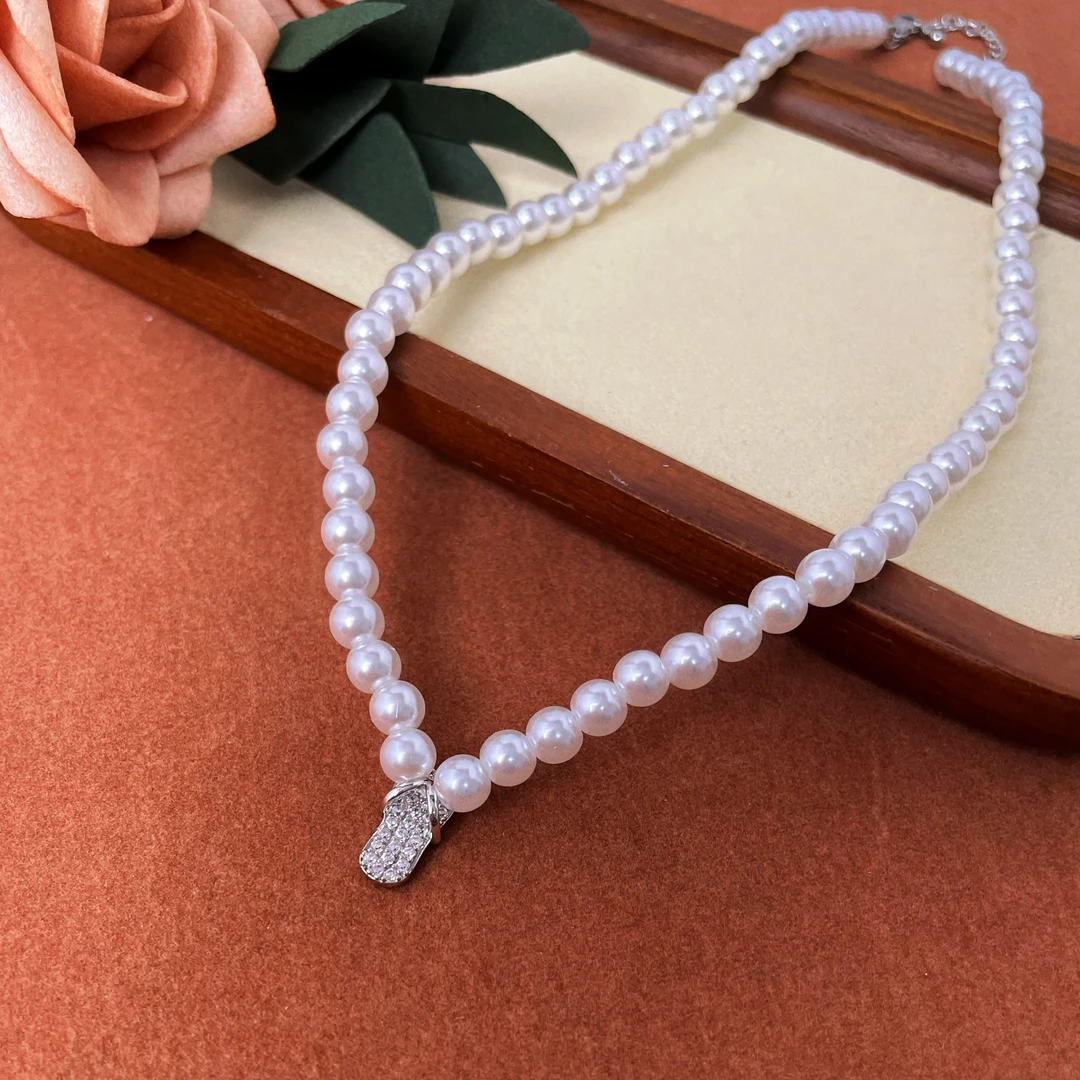 铜合金仿珍珠项链 气质轻奢时尚百搭简约经典精致优雅坠链法式181