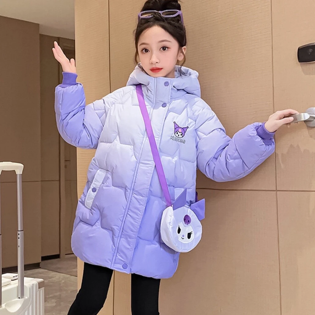 女童棉服中大童加厚棉衣女大童韩版外套小女孩连帽洋气中长款时尚