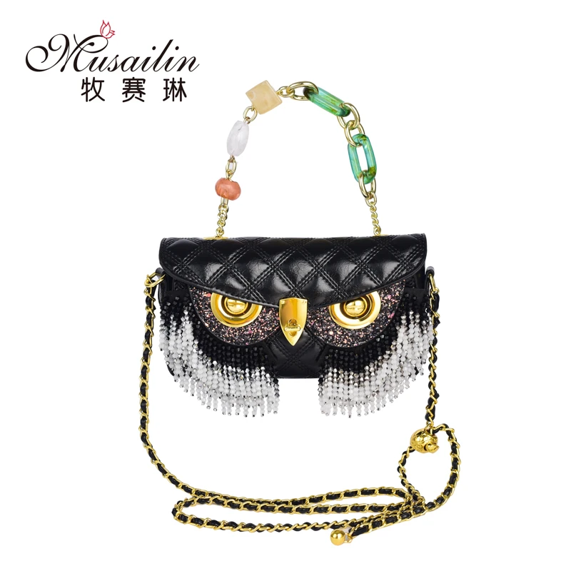 【MUSAILIN/牧赛琳】破茧原创设计师手工菱格绣珠FC-9172/黑