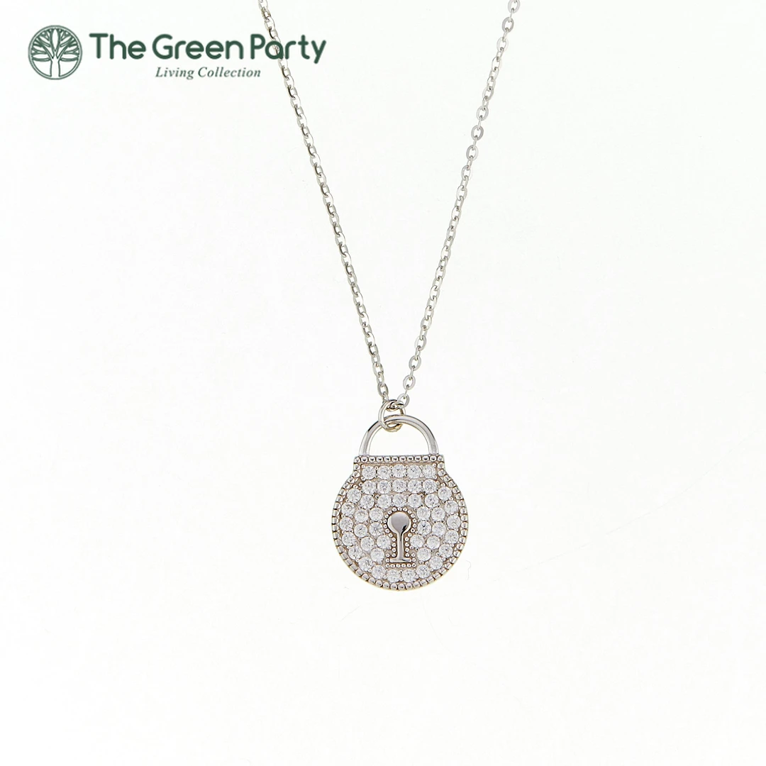 坠链均925银合成锆石 TheGreenParty钥匙系列轻奢简约银吊坠项链