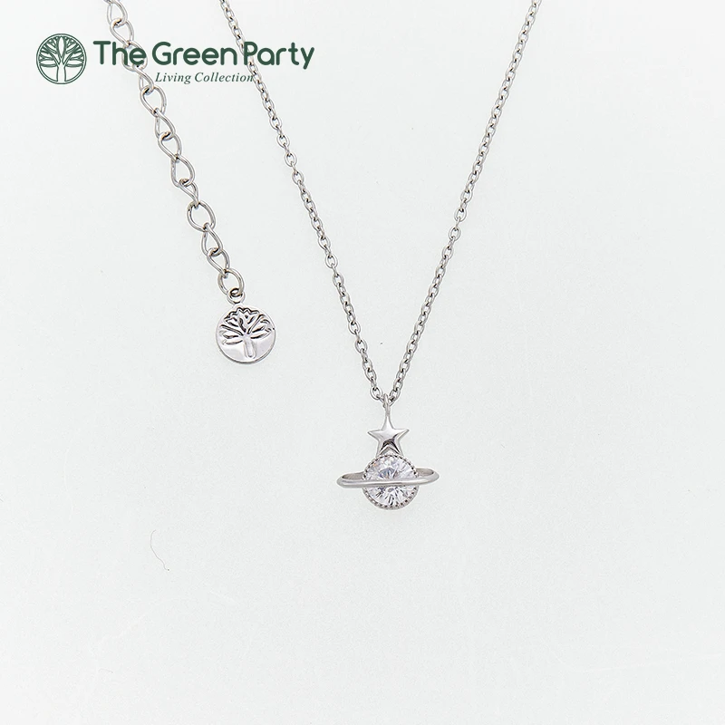吊坠925银 TheGreenParty 带证书 时尚小众小星球项链