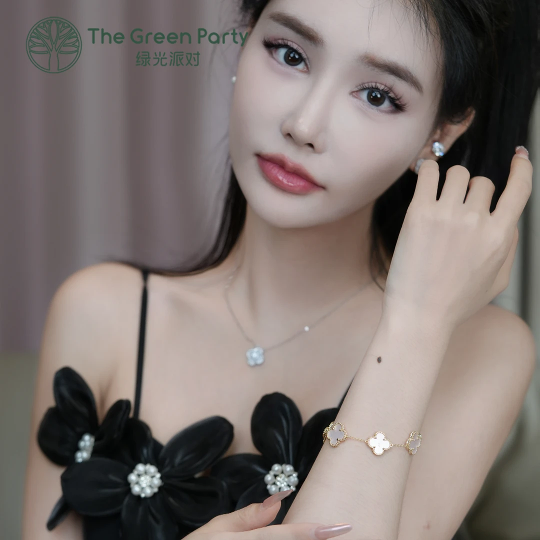 铜合金手链 TheGreenParty镀真金女款四叶草日韩女式经典手链