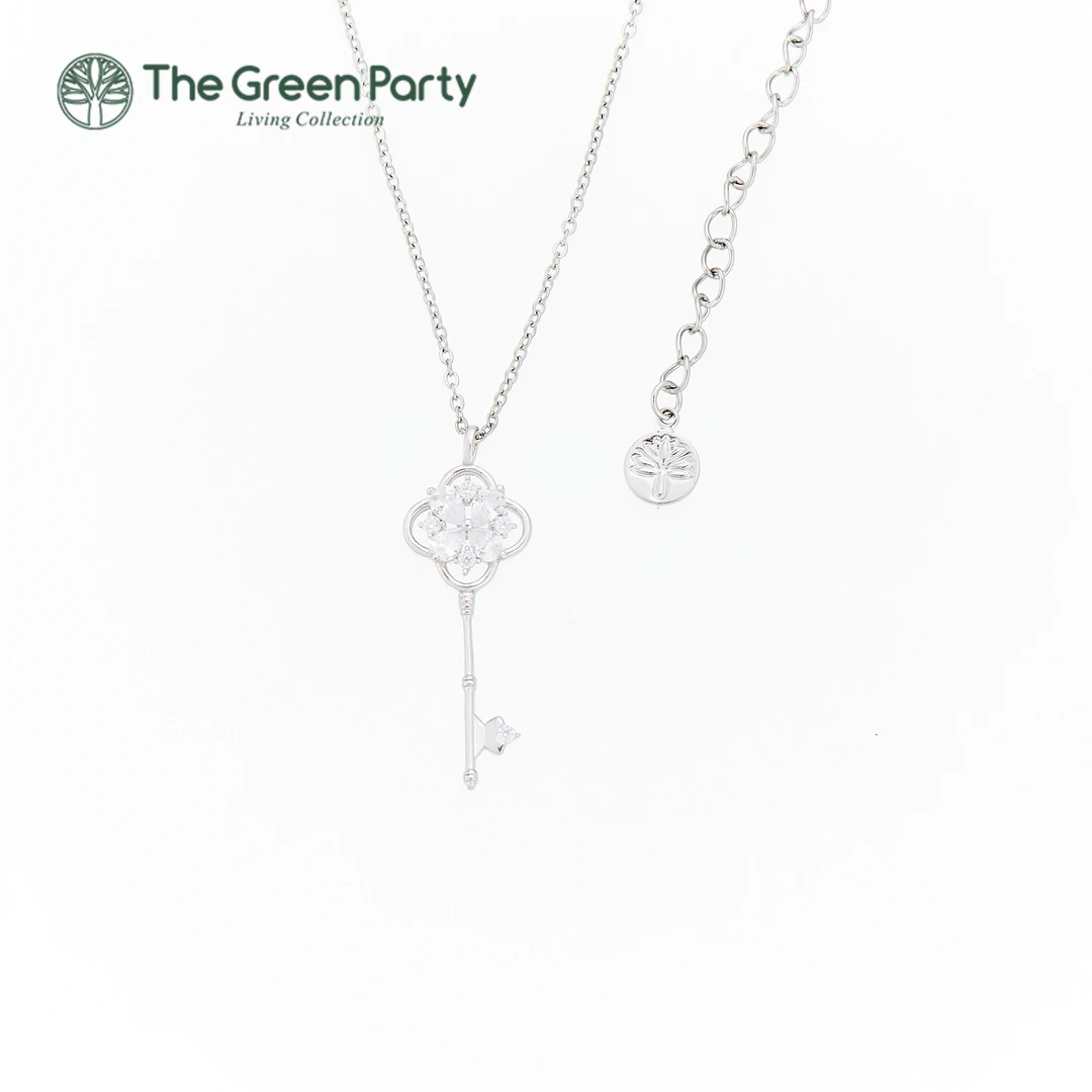 吊坠925银 TheGreenParty带证书绿光派对花朵钥匙扣项链