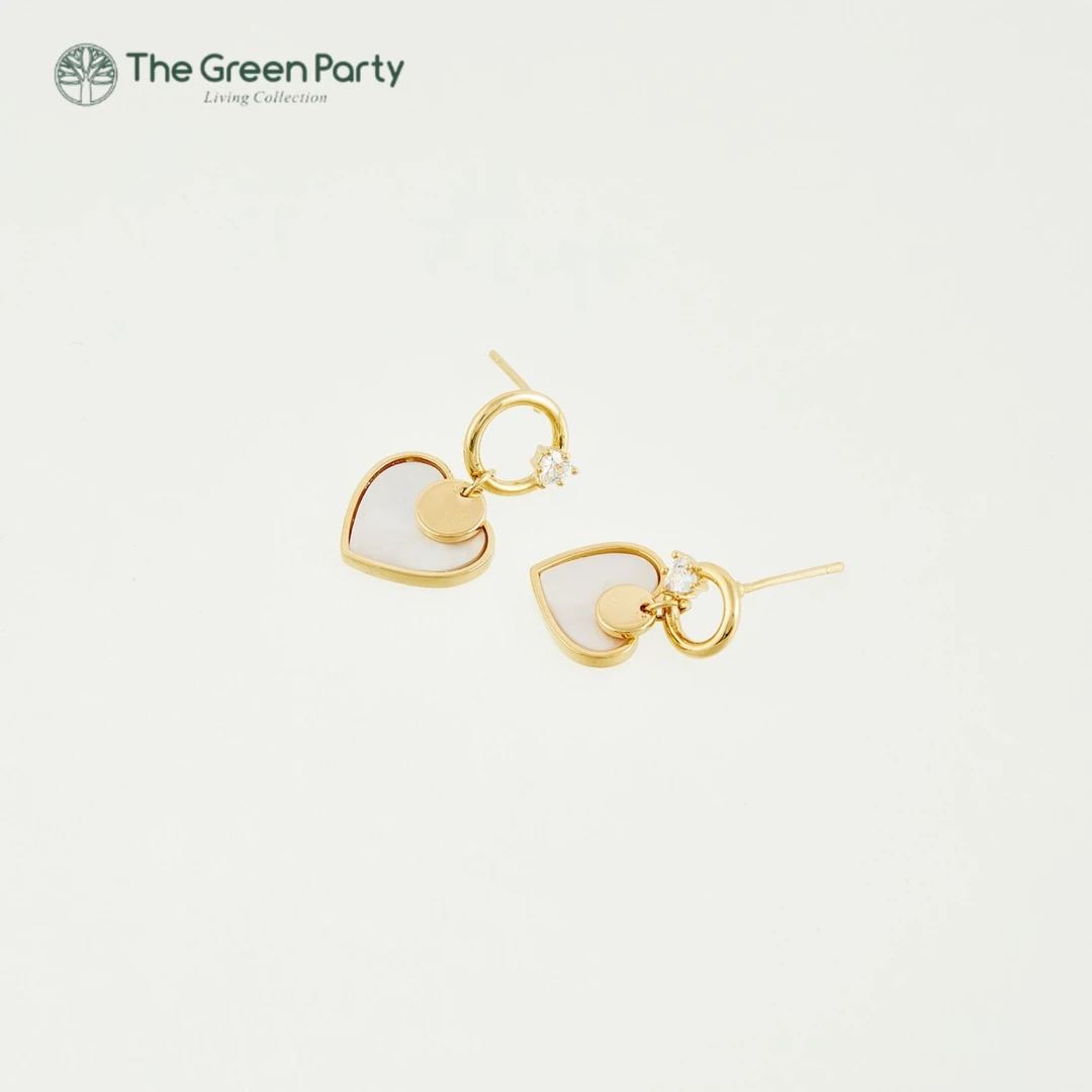 铜合金合成锆石耳饰 TheGreenParty日韩女款时尚轻奢爱心耳环me