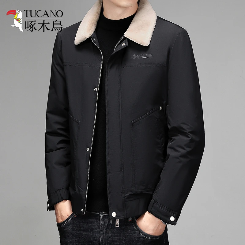 TUCANO/啄木鳥冬季毛领羽绒服男士保暖白鸭绒外套翻领羽绒夹克