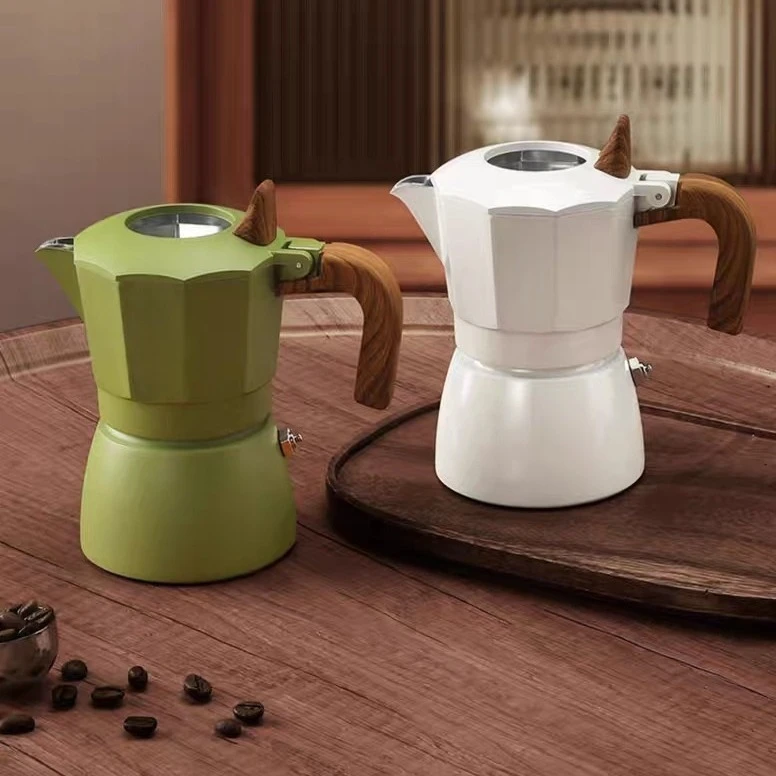 精品款三代双阀黑色高品质咖啡壶摩卡壶镂空盖