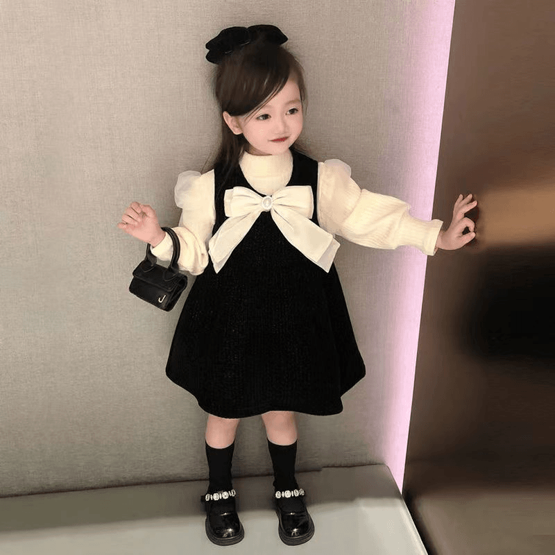 女童秋冬2023新款儿童加绒小香风洋气连衣裙宝宝生日礼服公主裙子
