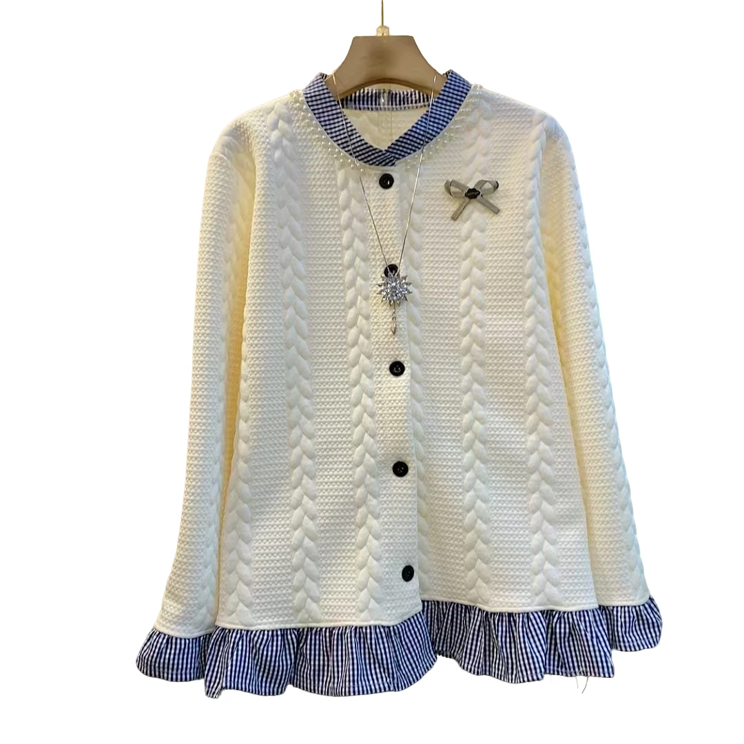 洋气减龄时尚拼接重工钉珠显瘦高级感百搭上衣（长65左右）