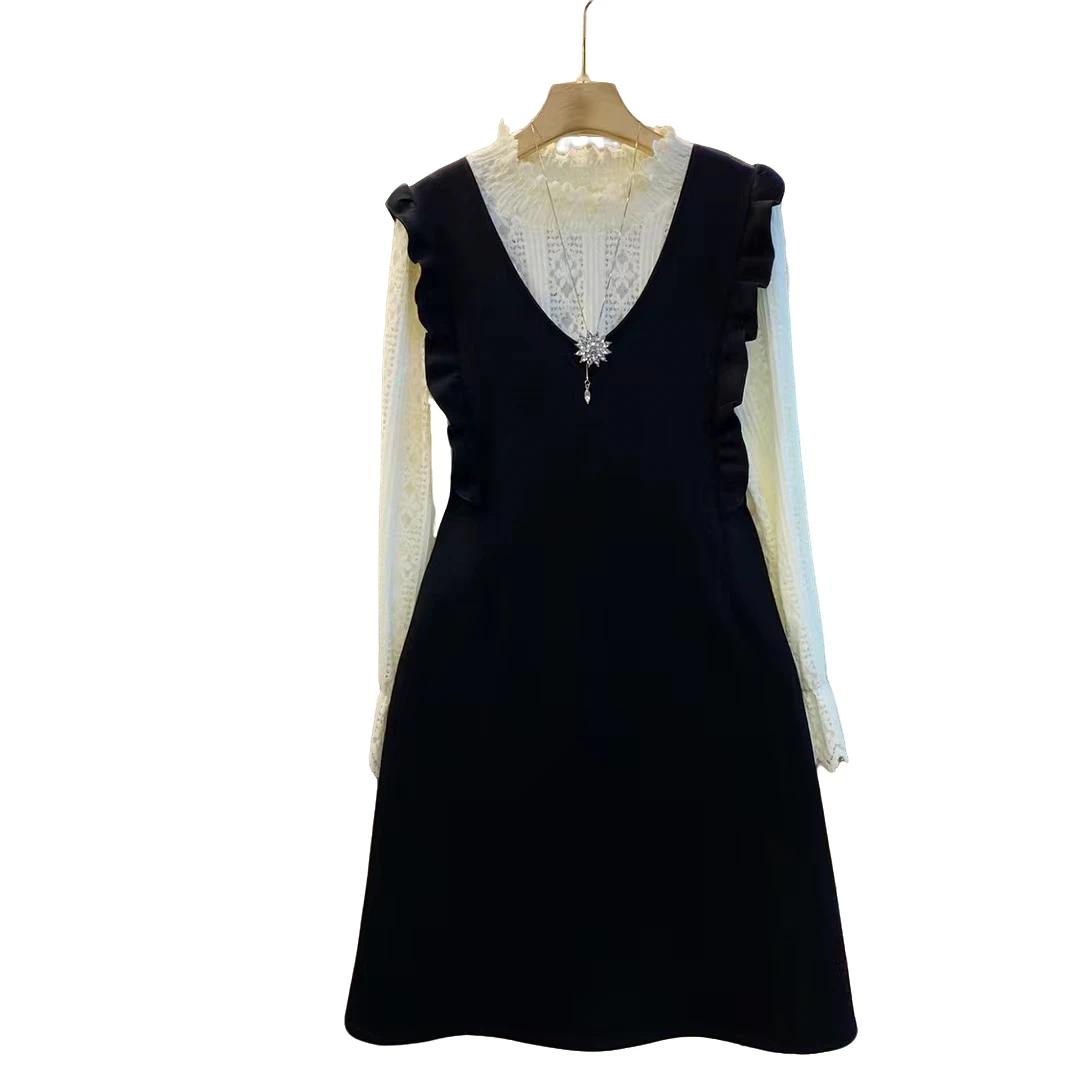 法式时尚甜美气质百搭简约连衣裙套装