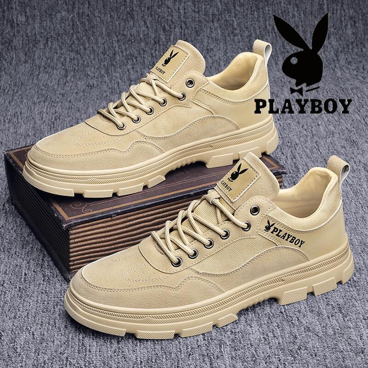 花花公子鞋子男鞋2024秋季新款户外潮休闲增高运动板鞋工装马丁靴