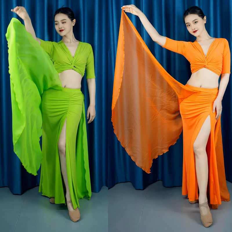 东方舞肚皮舞2024春季新款练功习遮肚服装唯美仙长款裙子曼香之舞