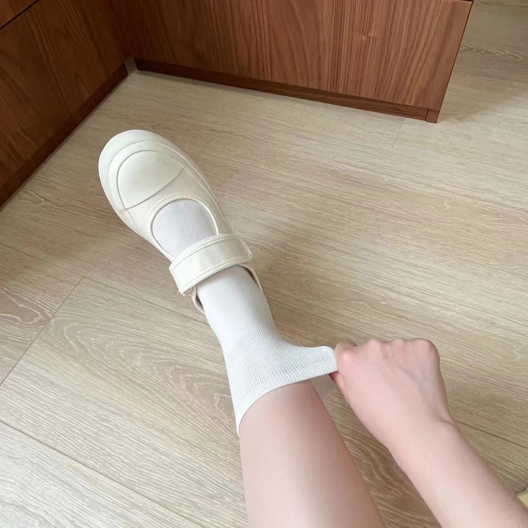袜子女韩版纯色中筒袜吸汗透气不勒脚无骨月子袜百搭ins风堆堆袜