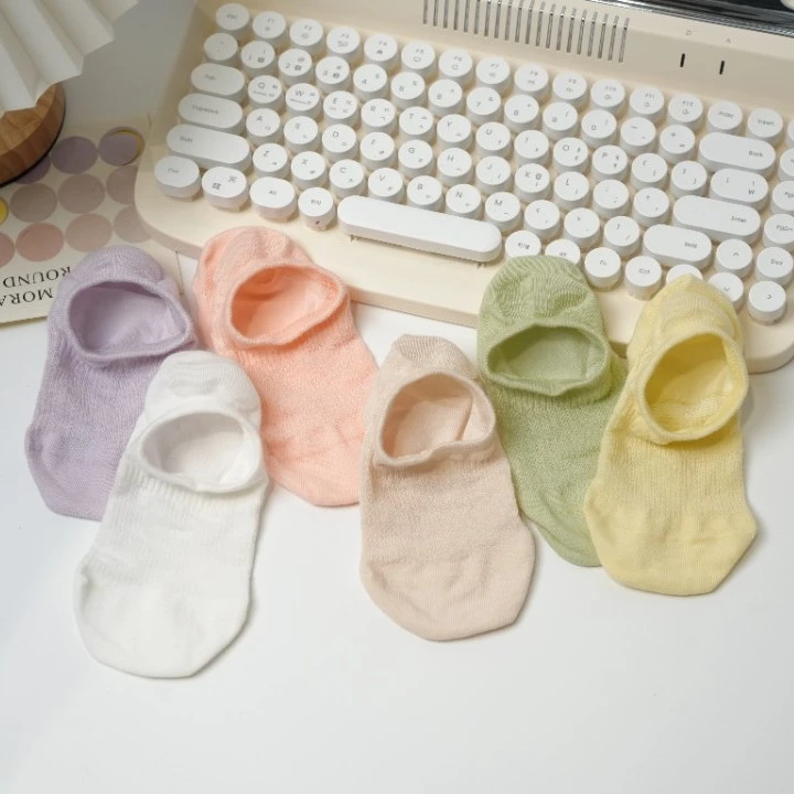 袜子女夏季薄款短袜棉百搭纯色硅胶防滑透气网眼不掉跟无骨隐形袜