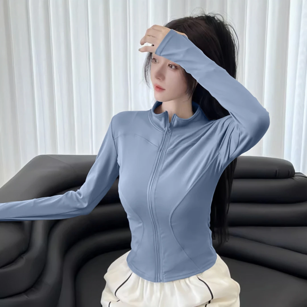 秋季款健身衣修身瑜伽外套女拉链开衫健身衣跑步瑜伽服运动速干衣