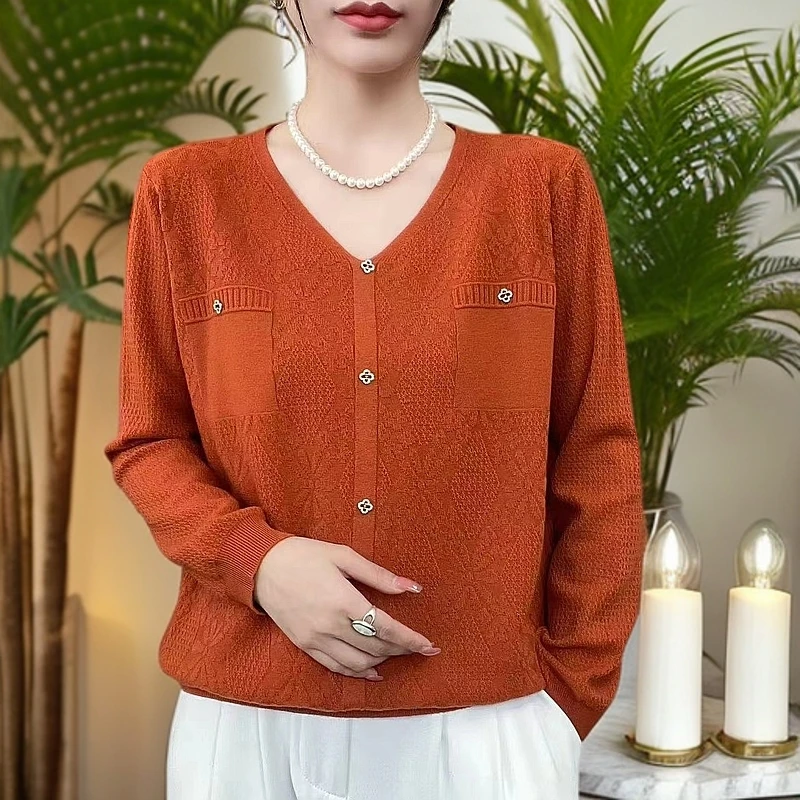 时尚V领秋冬长袖宽松显气质毛衣（亲亲）