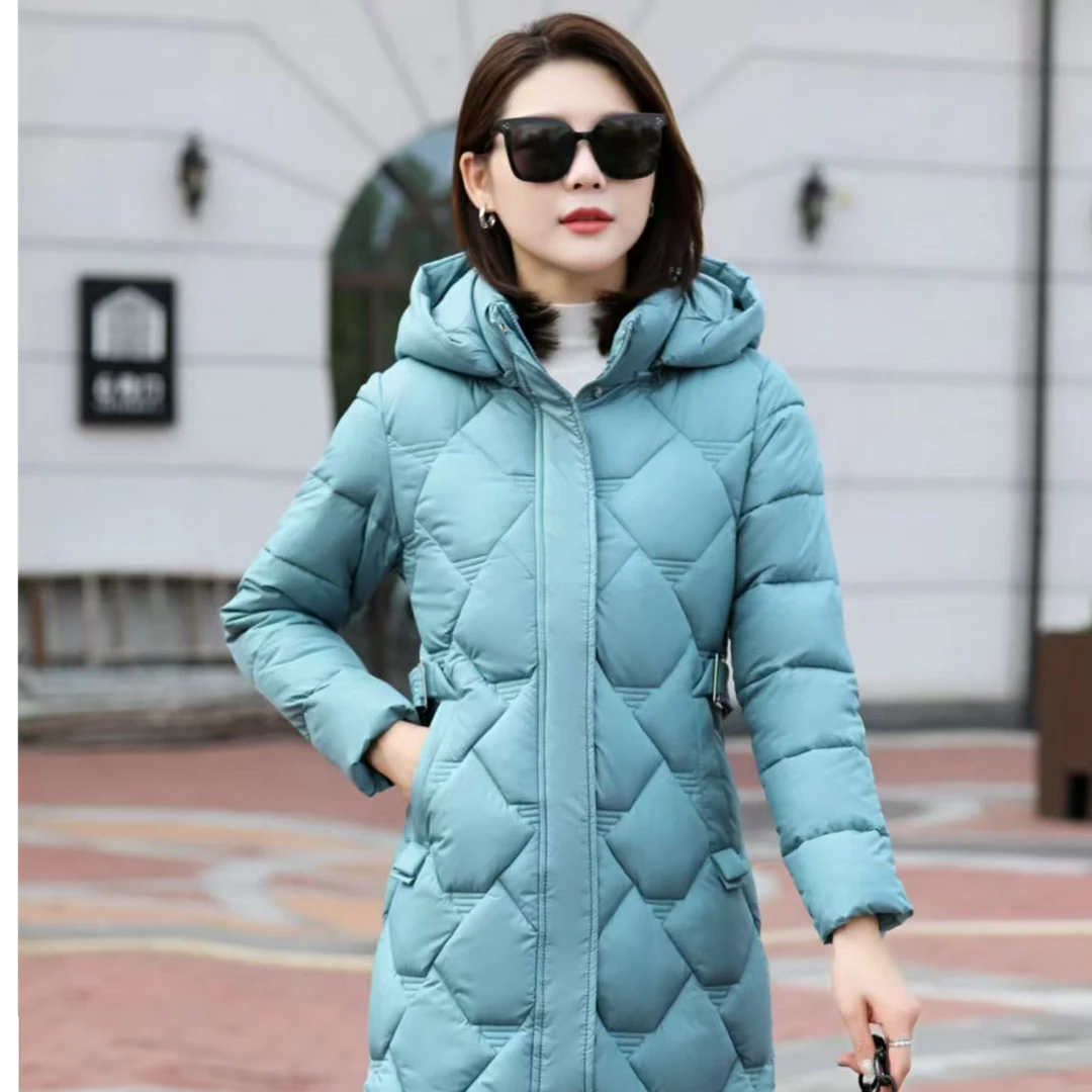 2024新款保暖时尚中长款修身冬季显瘦棉服连帽女士休闲-8801