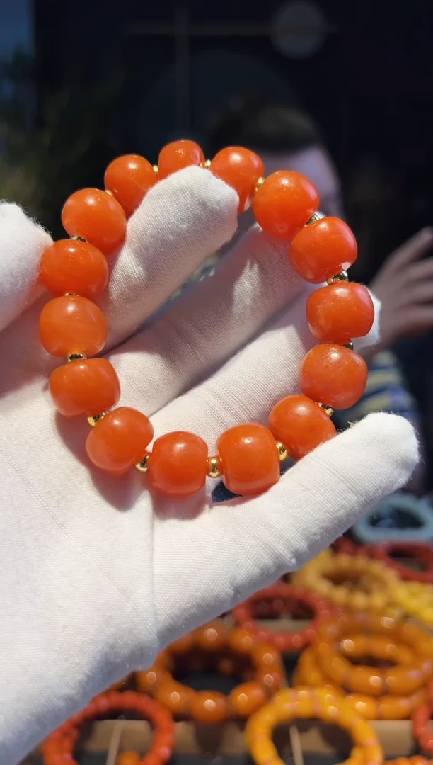 【闪购商品】南红玛瑙手串未镶嵌念珠15+(柿子黄)