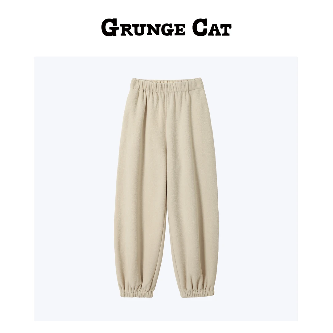 Grunge Cat女士软糯加绒收口宽松卫裤