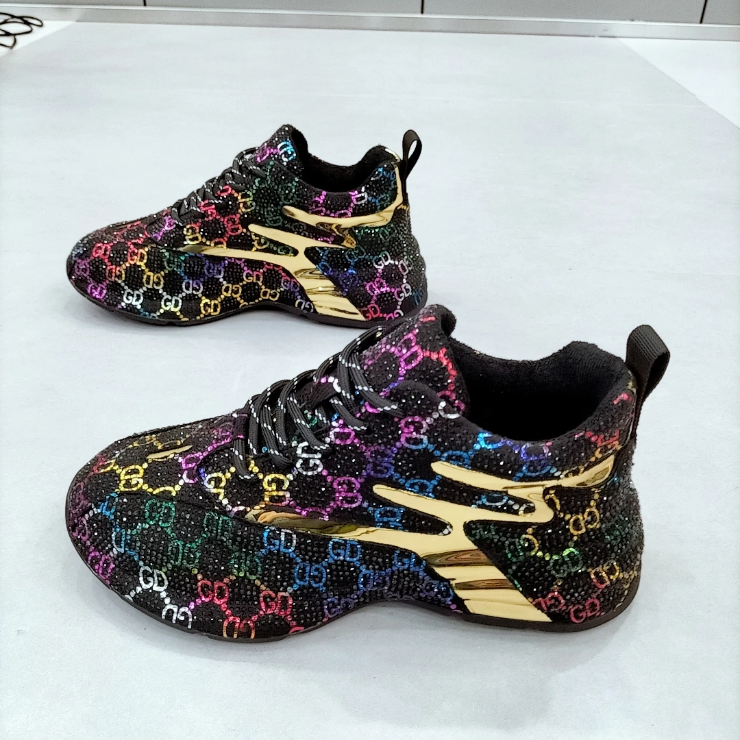 新款男鞋印花时尚百搭休闲舒适增高不闷脚潮流鞋老爹鞋鞋子潮鞋