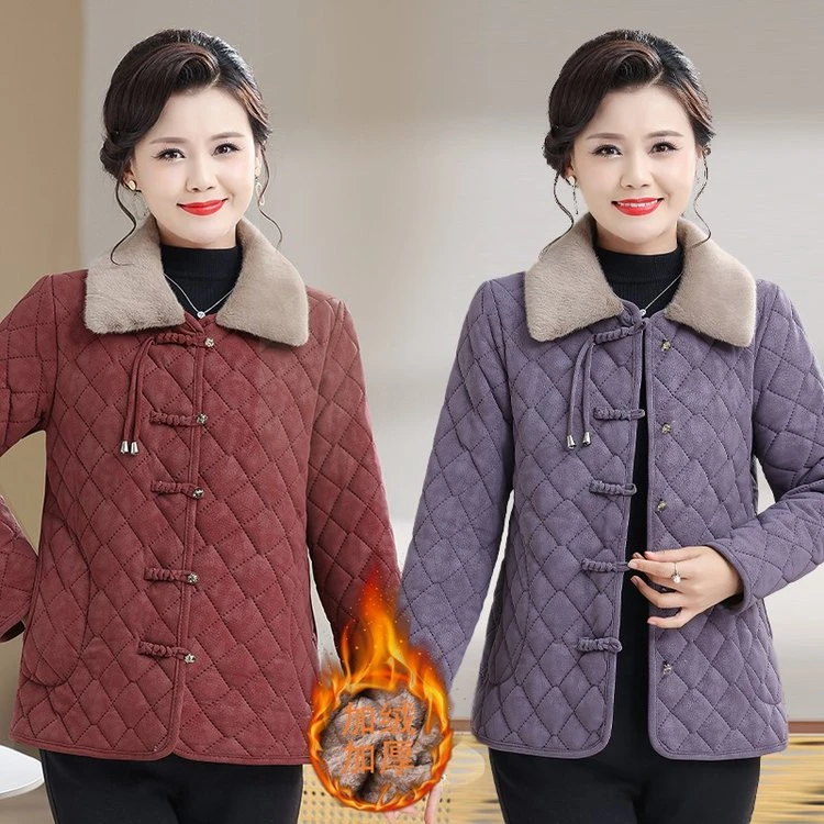 2024秋冬新款加厚保暖洋气国风棉衣中年妈妈装棉袄