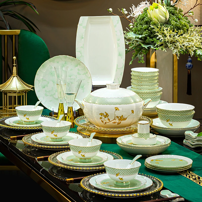 三生三世 轻奢高档家用中式欧式金边骨瓷碗碗碟盘盘子简约碗盘碟