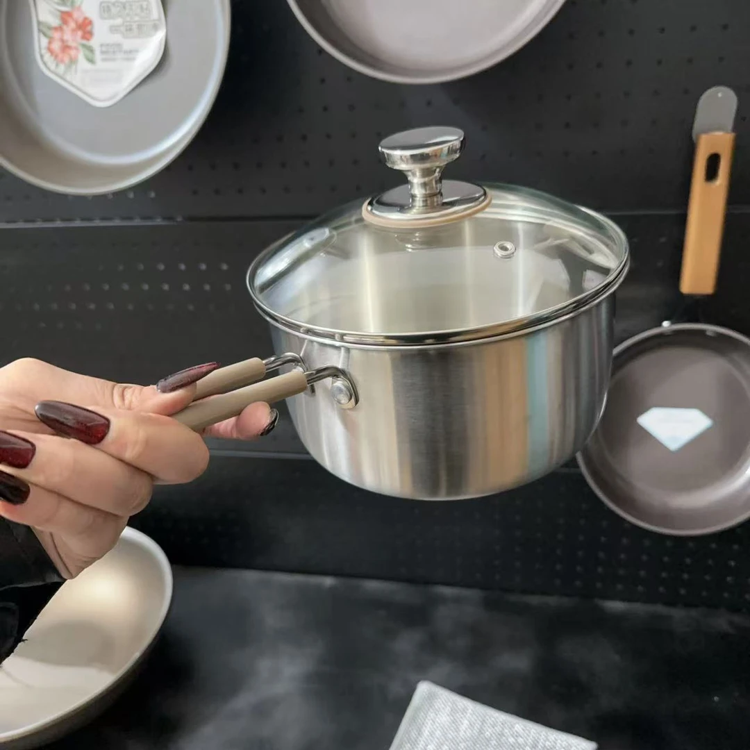 16cm三层钢食品级304不锈钢奶锅