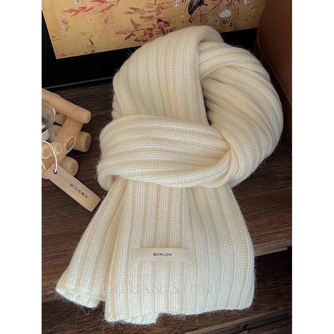 堪比羊绒质感！兔绒羊毛混纺针织围巾女冬季高级感保暖2024新款