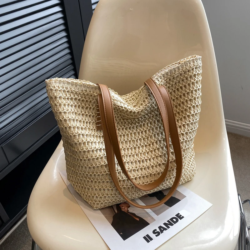 春夏草编包包女款爆款2025新款时尚百搭通勤单肩包爆款编织托特包