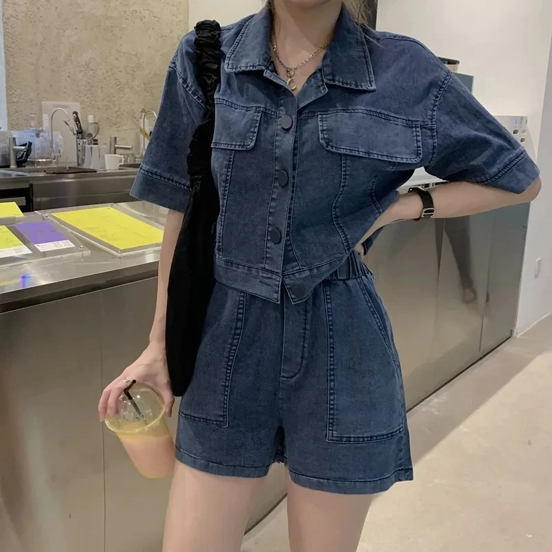 短外套牛仔短裤夏季休闲韩版气质牛仔网红洋气炸街洋气衣服女套装