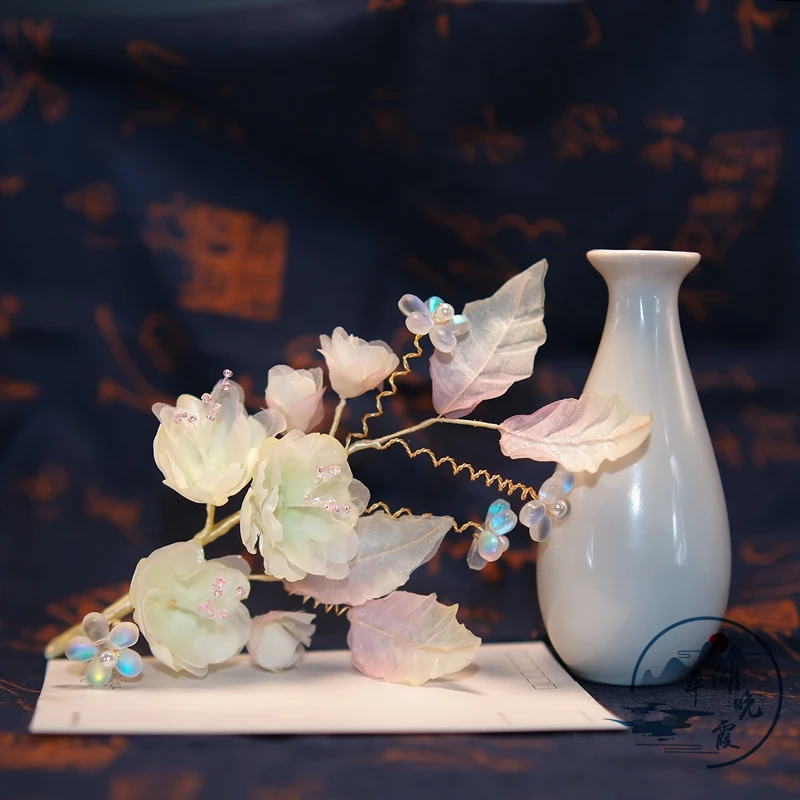 平湖晚霞古风饰品  九离十二花神之二月杏花 微雨套系