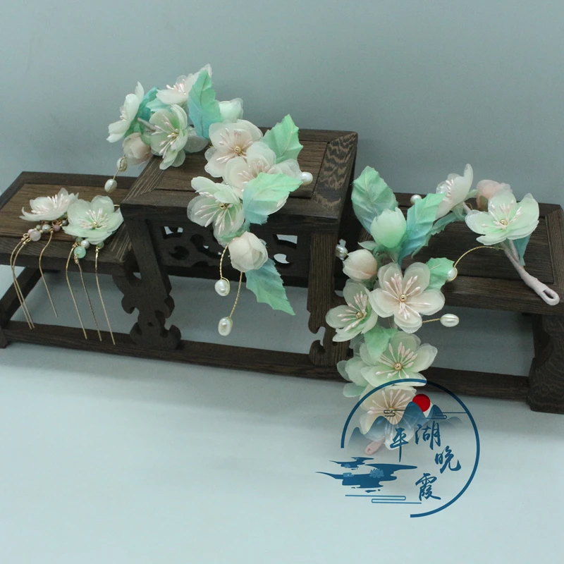 平湖晚霞古风饰品 九离24节气之雨水梨花  雨落发梳