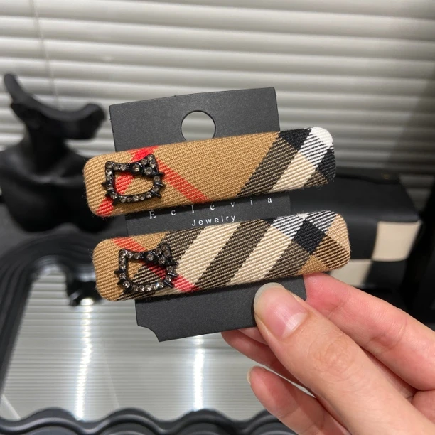 E3828 复古格纹可爱发夹女秋冬侧边夹气质后脑碎发刘海bb夹子头饰