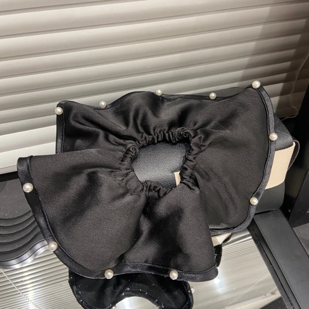 E3664 法式黑色大肠圈发圈女2024新款高级感头花发扎头发珠珠头绳