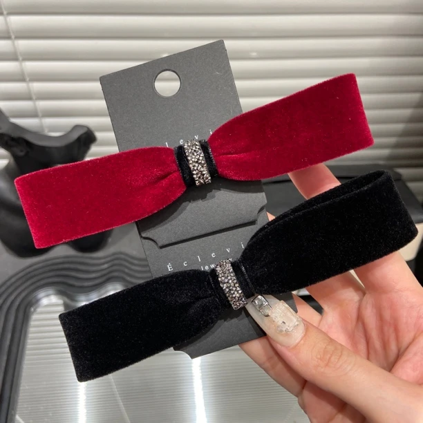 E3905后脑勺发夹女2024秋冬新年蝴蝶结发饰夹子头饰一字夹弹簧夹