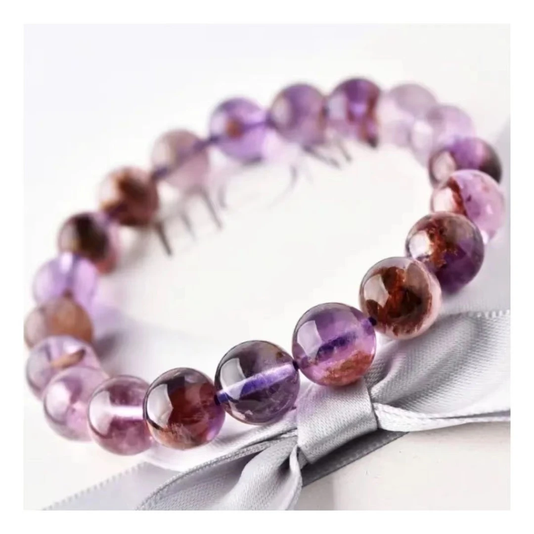 天然紫肽幽灵水晶手链手串保真男女情侣紫色