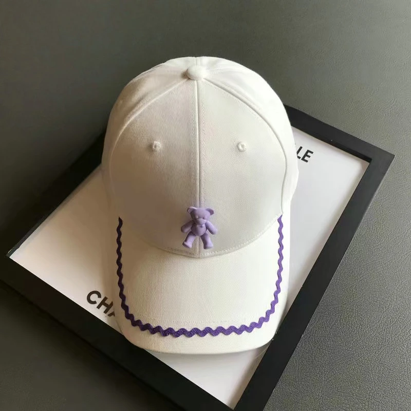 立体小熊刺绣鸭舌帽时尚百搭可调节遮阳帽