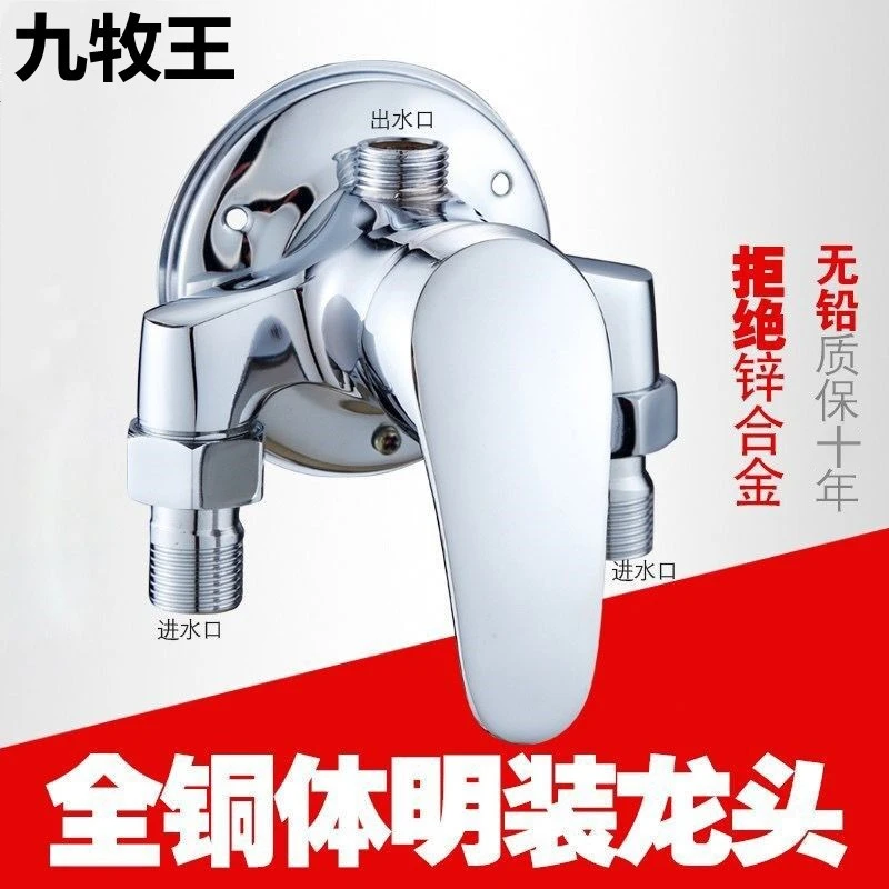 高品质全铜明装淋浴水龙头冷热花洒明管开关太阳能电热水器混水阀