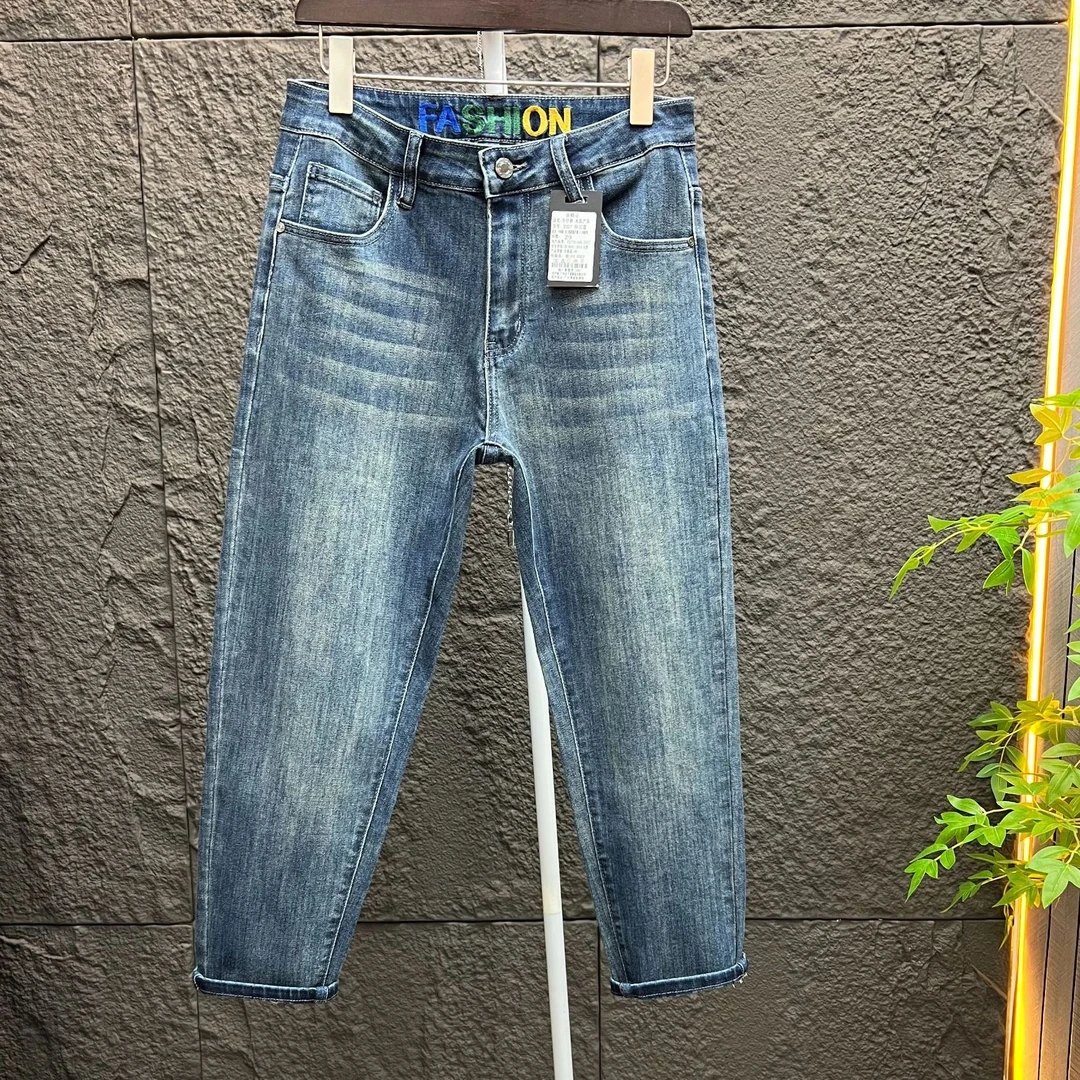 [八分/九分]夏季薄款男士九分牛仔裤休闲弹力宽松小直筒百搭八分