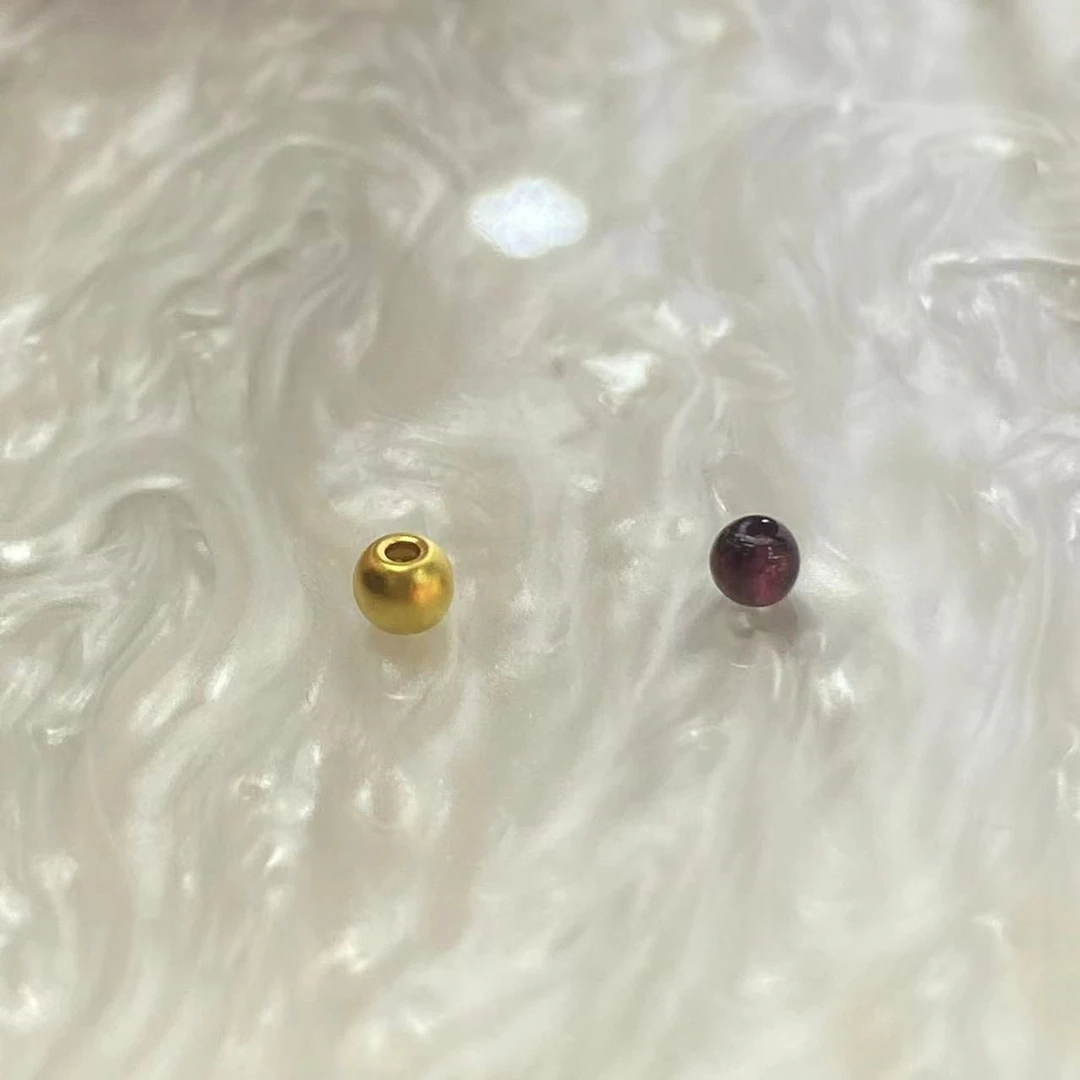 【玉赢珠宝】足金999古法小金珠4mm+石榴石（45颗以上赠福牌）BH0082
