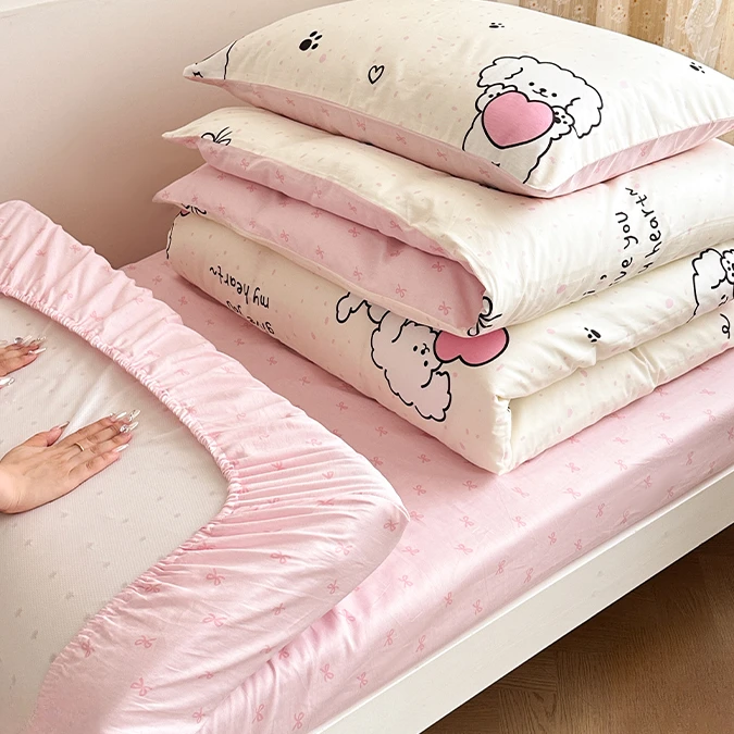 纯棉大学生宿舍床上三件套全棉床单被套高中生床垫被芯被褥五件套