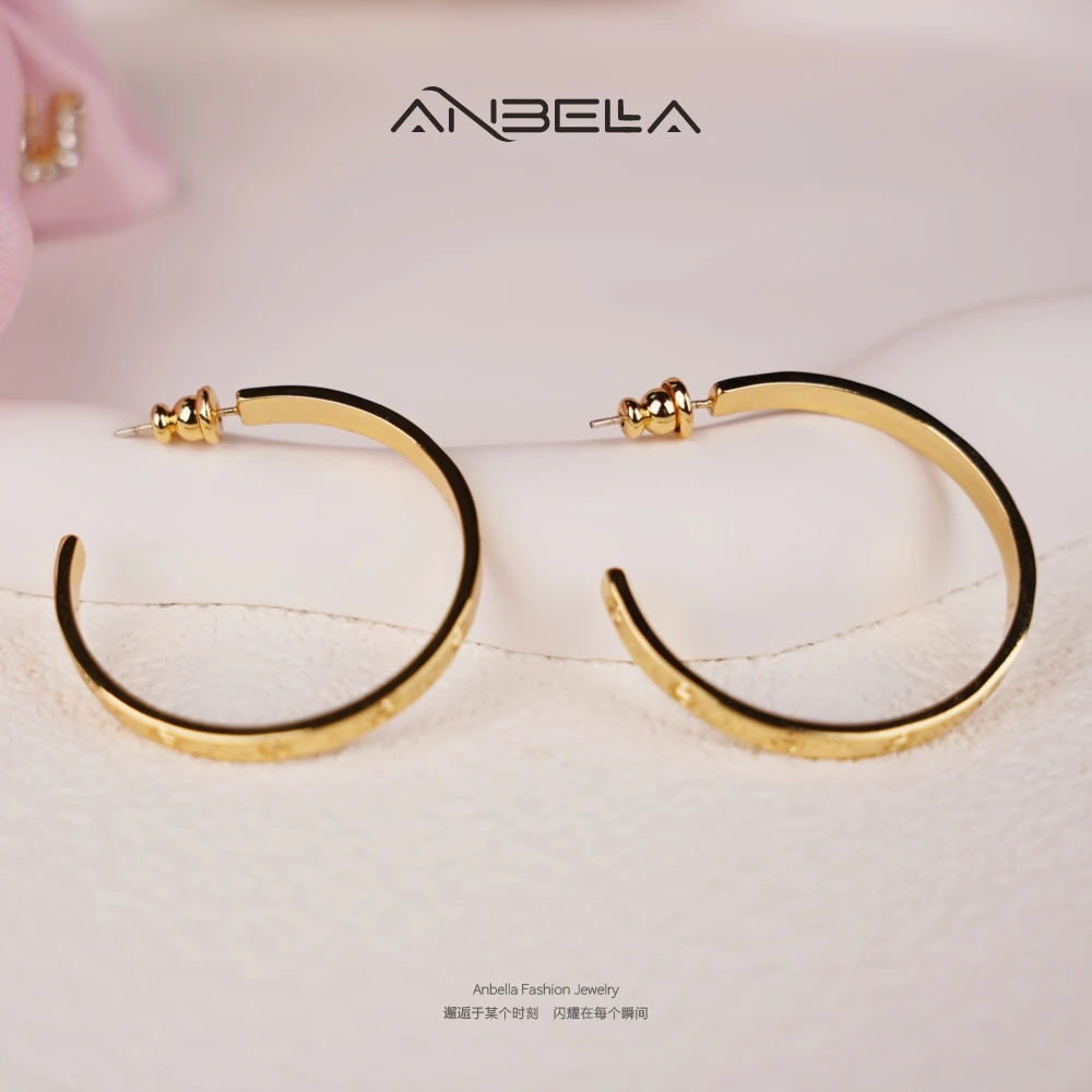 铜合金耳饰 欧美轻奢经典耳圈耳环10001气质时尚百搭简约个性金色