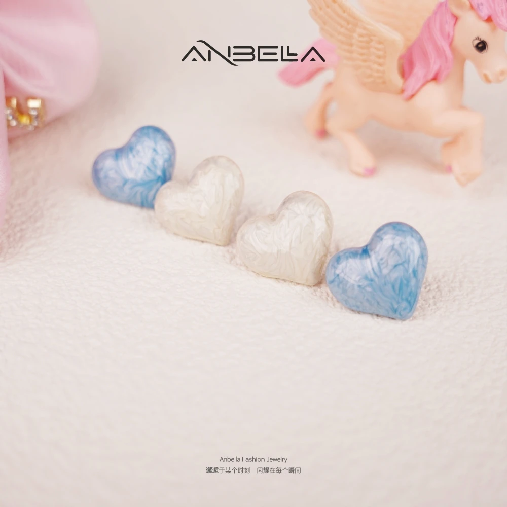 铜合金珐琅耳饰 法式小桃心耳环10485气质可爱百搭小众糖果色耳环