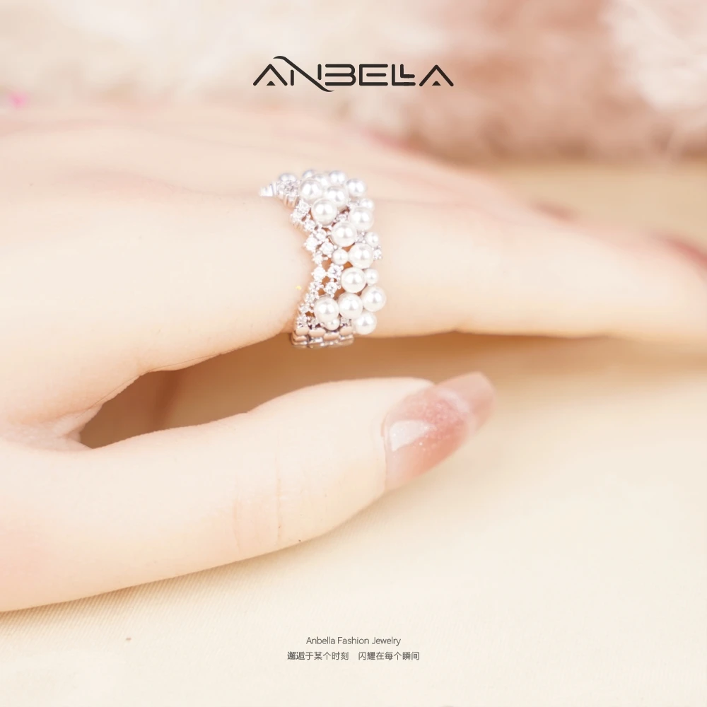 铜合金仿珍珠戒指 法式轻奢【满天星】开口戒小众感1240法式尤莱特