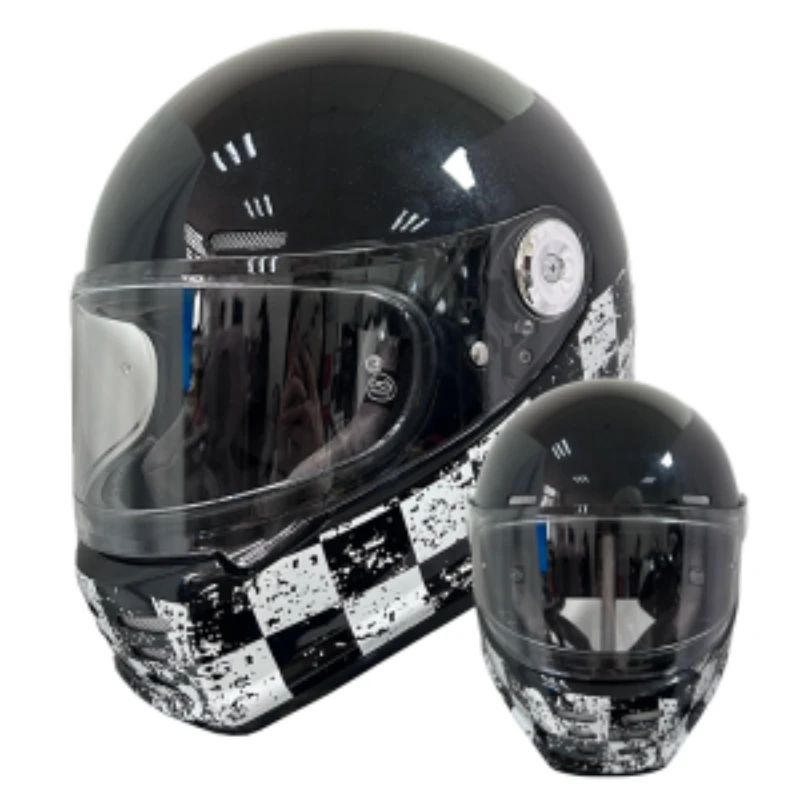 3C认证摩托车复古头盔巡航玻璃钢情侣全盔碳纤维赛车头盔个性四季